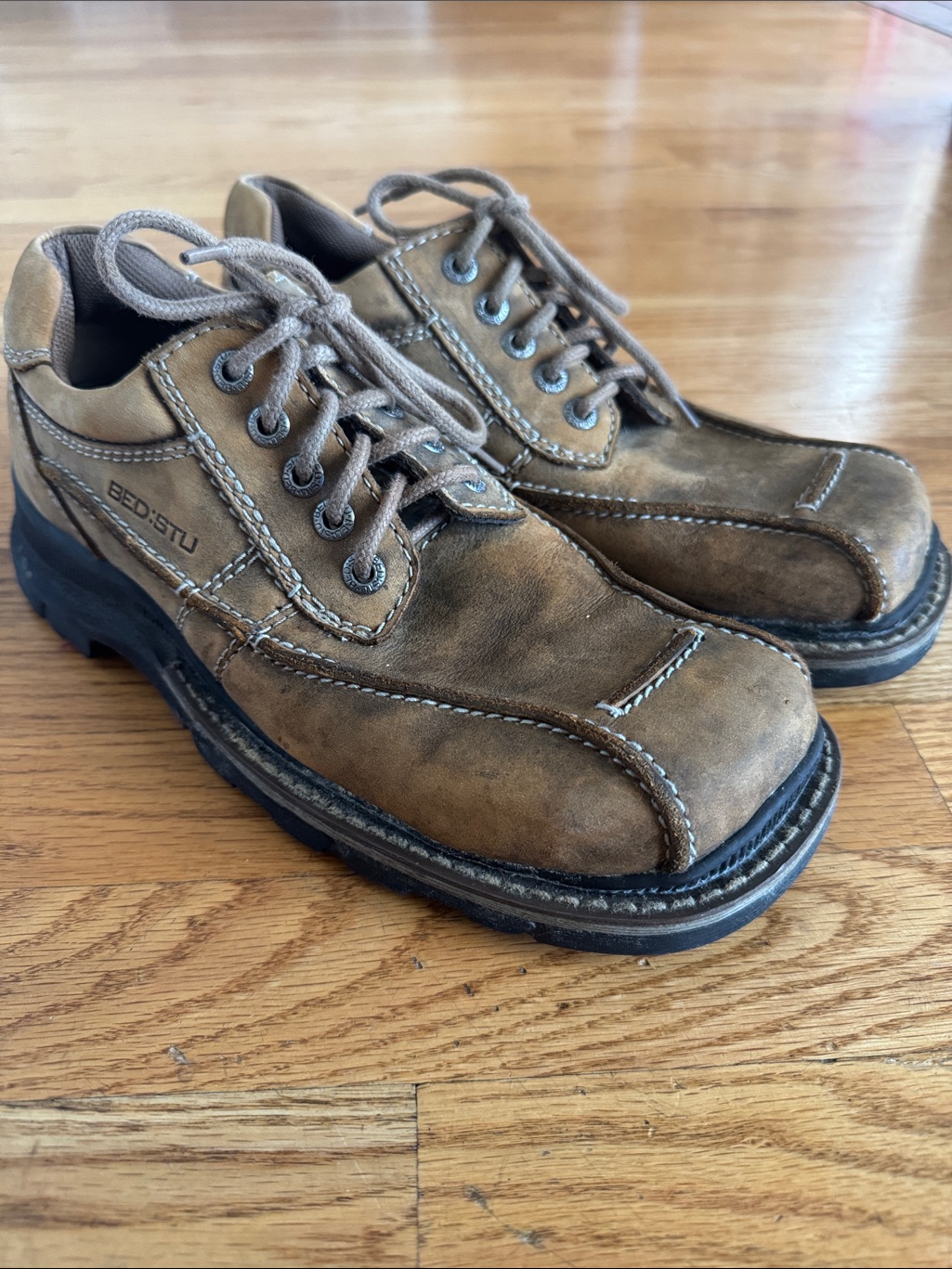 BedStu Mens Tan Leather Shoes In Need Of Leather Care And Cleaning